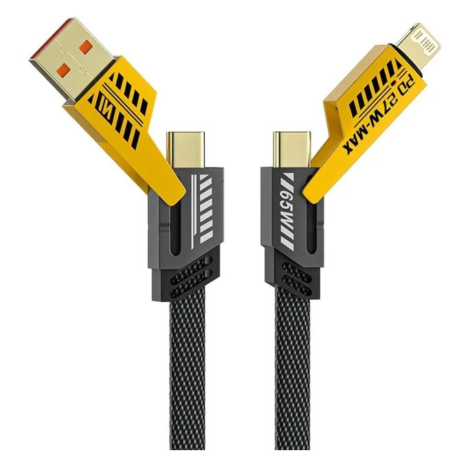 کابل چندکاره 4IN1 FAST طول 1.2 متر مناسب شارژ سریع، پورت USB، تایپ سی و لایتنینگ