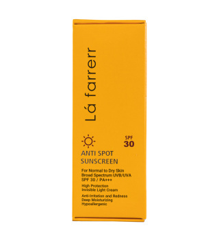  کرم ضد آفتاب و ضد لک بی رنگ لافارر SPF30 مناسب پوست نرمال و خشک حجم 40 میلی لیتر 